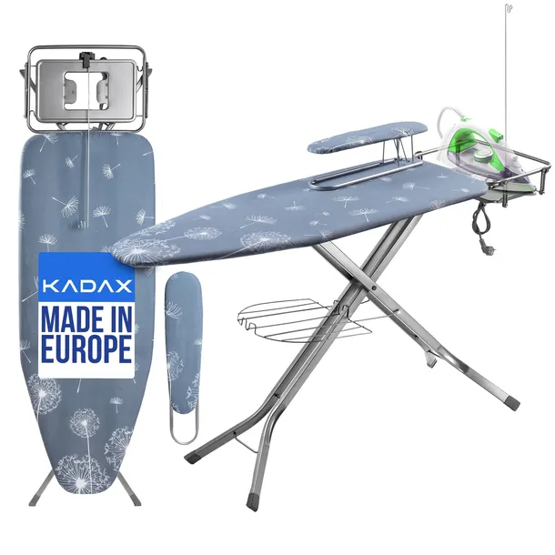 DESKA DO PRASOWANIA 130x48cm Z UCHWYTEM ŻELAZKO RĘKAWÓW SKŁADANA + RĘKAWNIK