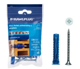 kolek-uniwersalny-10x50mm-z-wkretem-6x60mm-opakowanie-8-sztuk-rawlplug