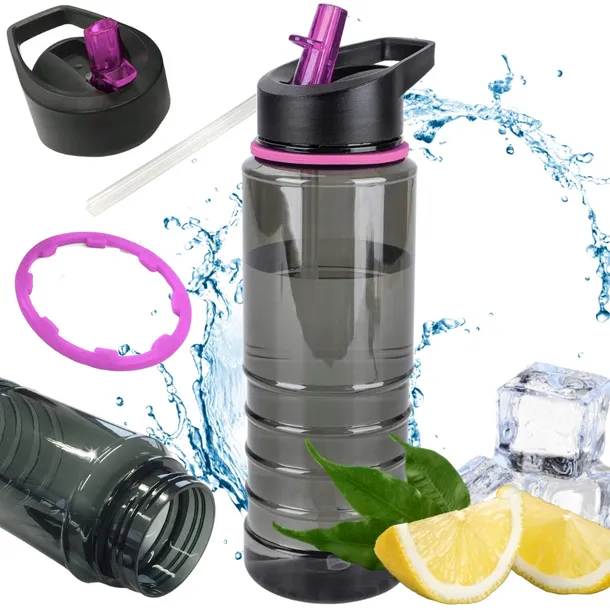 BUTELKA SPORTOWA ZE SŁOMKĄ BIDON NA WODĘ TRITAN SZCZELNA BPA FREE 750ML