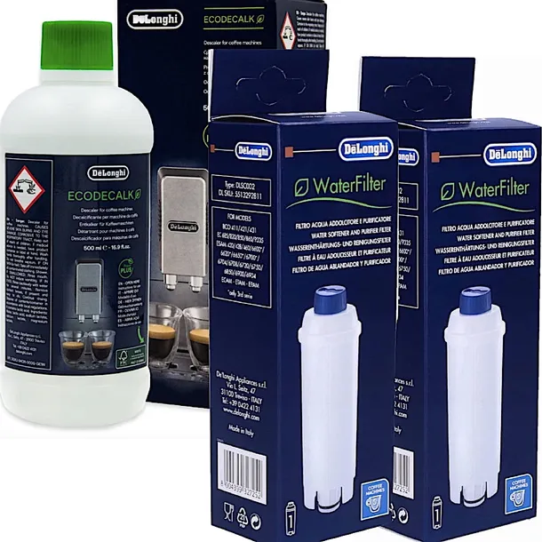 ORYGINAŁ ODKAMIENIACZ 500ml + 2x FILTR EKSPRESU Delonghi SER3017 DLS C002