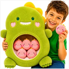dinozaur-poduszka-3w1-xxl-duza-maskotka-55-cm-6-malych-dinozaurow