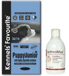kennels-puppy-junior-plus-20-kg-karma-sucha-szczeniaki-arthromax-500-ml