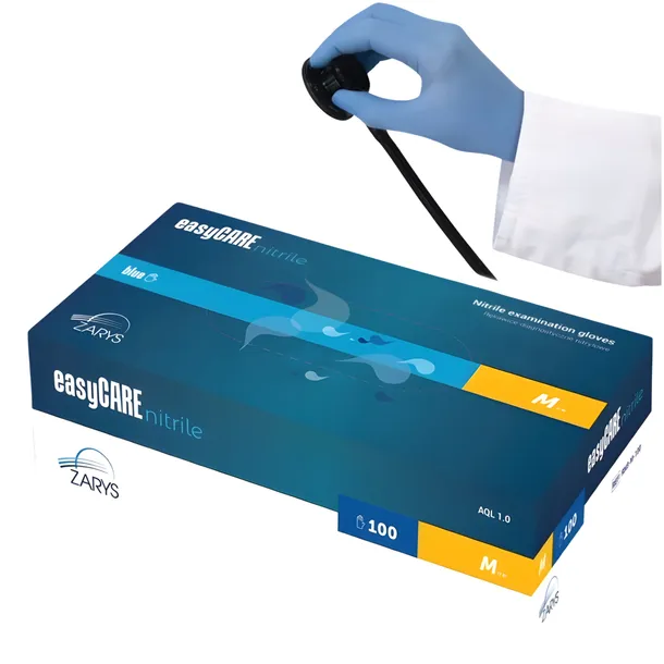 Rękawiczki jednorazowe nitrylowe Zarys easyCARE nitrile M niebieskie 100 sz