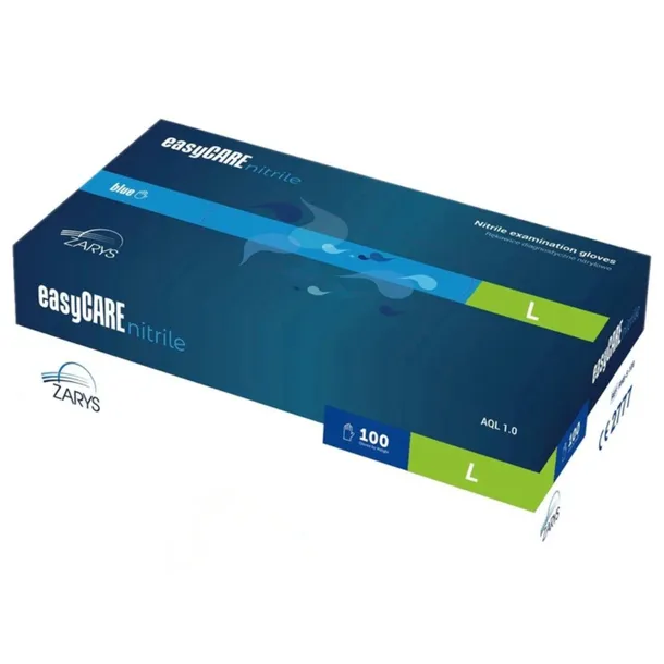 RĘKAWICE Rękawiczki nitrylowe bezpudrowe Zarys Easycare L niebieskie 100