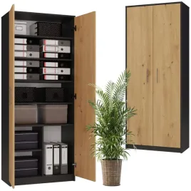 regal-biurowy-74cm-szafka-na-ksiazki-segregatory-8-polek-szafa-antracyt