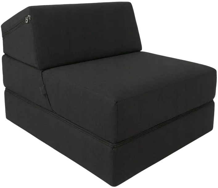 FOTEL KANAPA PUFA MATERAC rozkładany składany SOFA 80x190x15 TKANINA czarny