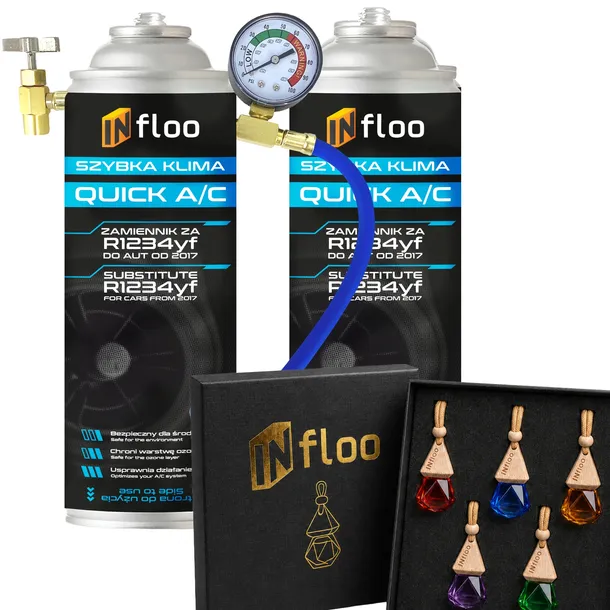 INfloo 2x Szybka Klima R1234yf Gaz + PRZEWÓD Z MANOMETREM + GRATIS