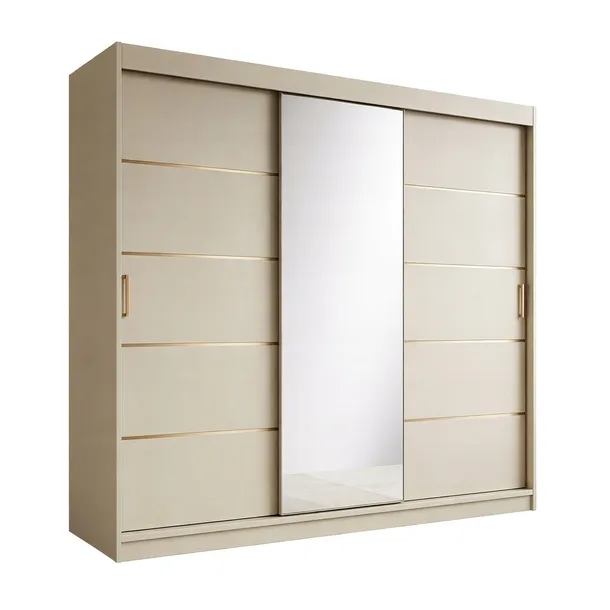 SZAFA PRZESUWNA z Lustrem 180cm Kaszmir/Złoto Lux Garderoba
