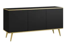 komoda-150-cm-czarna-mia-3-drzwiowa-pojemna-zlote-akcenty-nowoczesna