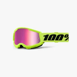 gogle-motocyklowe-100percent-strata-2-junior-zolte-z-rozowymi-soczewkami-mirror