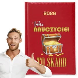 kalendarz-2026-a5-czerwony-planer-niedziele-swieta-taki-nauczyciel-to-skarb