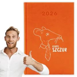 kalendarz-2026-a5-pomaranczowy-planer-niedziele-swieta-korpo-szczur-01