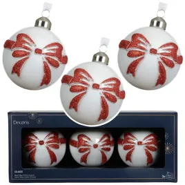 szklana-bombki-choinkowe-ziemne-biale-z-czerwona-kokarda-3-szt-8-cm