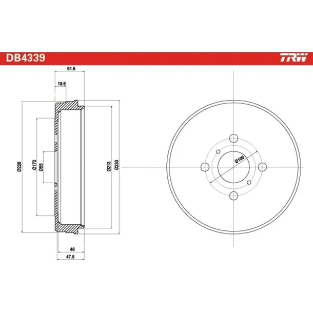 trw-db4339-beben-hamulcowy-wysokosc-43-mm