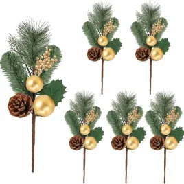 6x-galazka-sosnowa-34cm-zlote-bombki-szyszki-stroik-swieta-dekoracja-diy