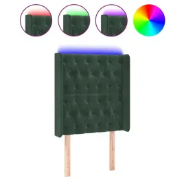 zaglowek-do-lozka-z-led-ciemnozielony-83x16x118-128-cm-aksamit