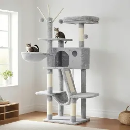 domek-drapak-wielopoziomowy-dla-kota-hey-brother-135-cm-z-pilkami-szare