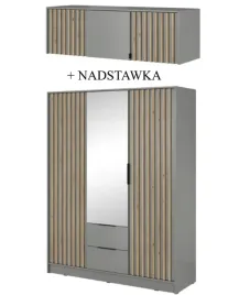 szara-wysoka-szafa-155cm-nadstawka-lamele-lustro-h-250cm-nela-od-reki