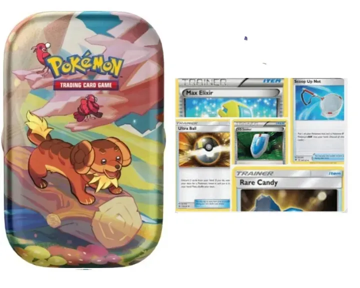 Pokemon TCG – Mini Tin Vibrant Paldea Daschbun + Naklejka +20 Kart Trenerów