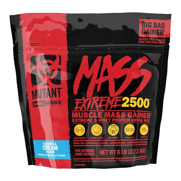 GAINER na masę BIAŁKO WĘGLOWODANY MUTANT mass Extreme 2720g COOKIES
