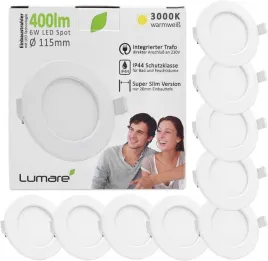 reflektor-led-wpuszczany-lumare-6w-ip44-3000k-bialy-zestaw-9-szt