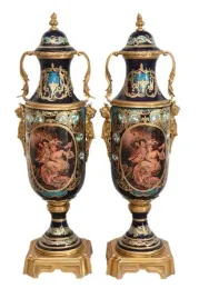 francuski-zestaw-porcelanowy-wazy-amfora-amfory-okute-braz-zlocony