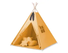namiot-tipi-dla-dzieci-mata-poduszki-zawieszki-piora-musztardowy