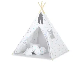 namiot-tipi-dla-dzieci-mata-poduszki-zawieszki-piora-gwiazdy-niebie