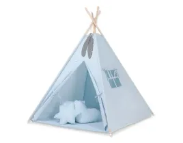 namiot-tipi-dla-dzieci-mata-poduszki-zawieszki-piora-niebieski