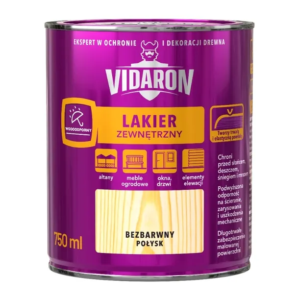 VIDARON Lakier Zewnętrzny Bezbarwny Satynowy Połysk 0,75l