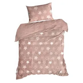 posciel-welwetowa-fl-140x200-70x90-cm-pudrowy-roz-biale-gwiazdki