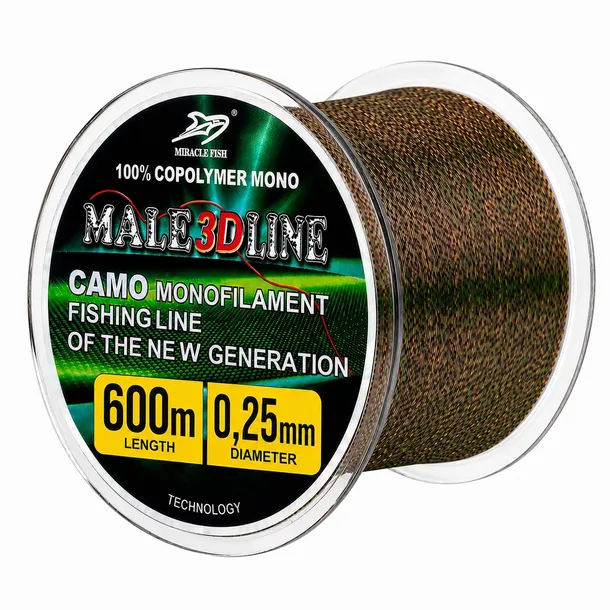 żyłka wędkarska 600m MALE 3D LINE TONĄCA 0,25mm 11,1kg KARP FEEDER GRUNT