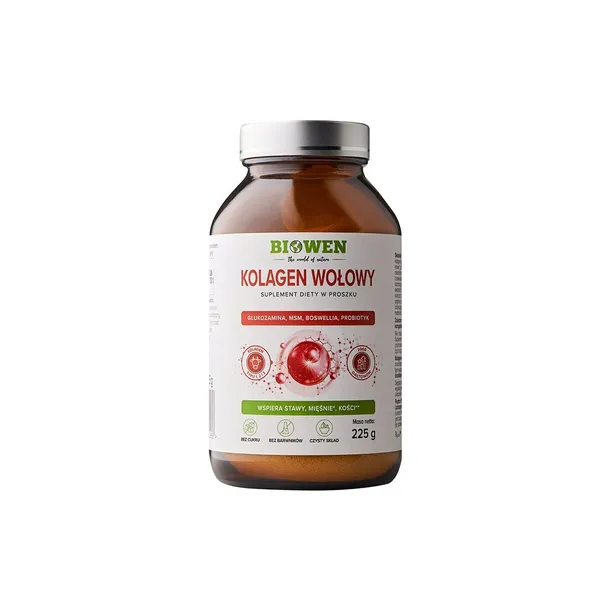 Kolagen wołowy typu I, II, III proszek - 225 g BIOWEN