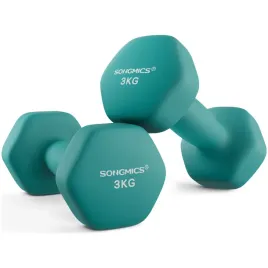 songmics-hantle-neoprenowe-2x3kg-zestaw-szesciokatne-mocny-chwyt-turkusowe
