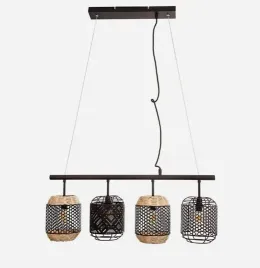lampa-wiszaca-do-jadalni-metalowa-czarna-kratka-rattan-l514