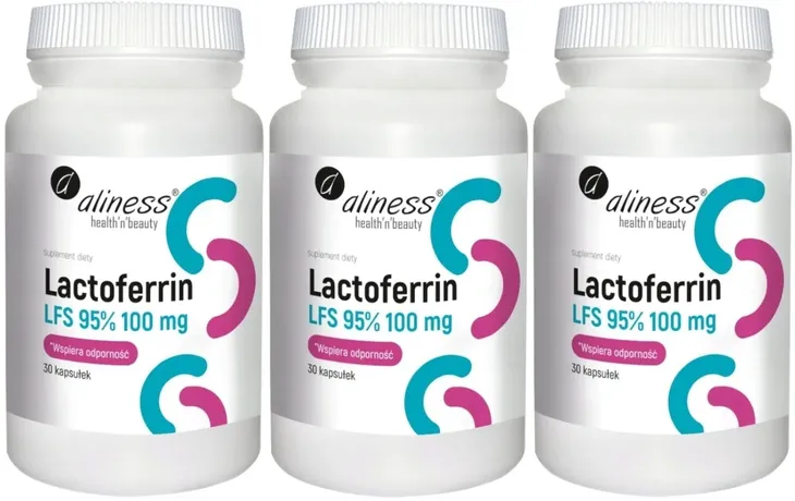 Zestaw 3x Lactoferrin LFS 95% 100mg 30kaps Odporność Układ nerwowy Infekcje