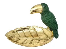 figurka-patera-tukan-zielono-zlota-15x125cm