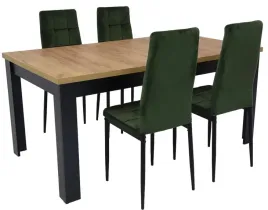 stol-rozkladany-90x160-200cm-craft-i-4-krzesla-tapicerowane-welur-zielony