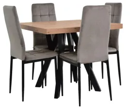 stol-rozkladany-90x90-190cm-4-krzesla-tapicerowane-welur-szaro-bezowy