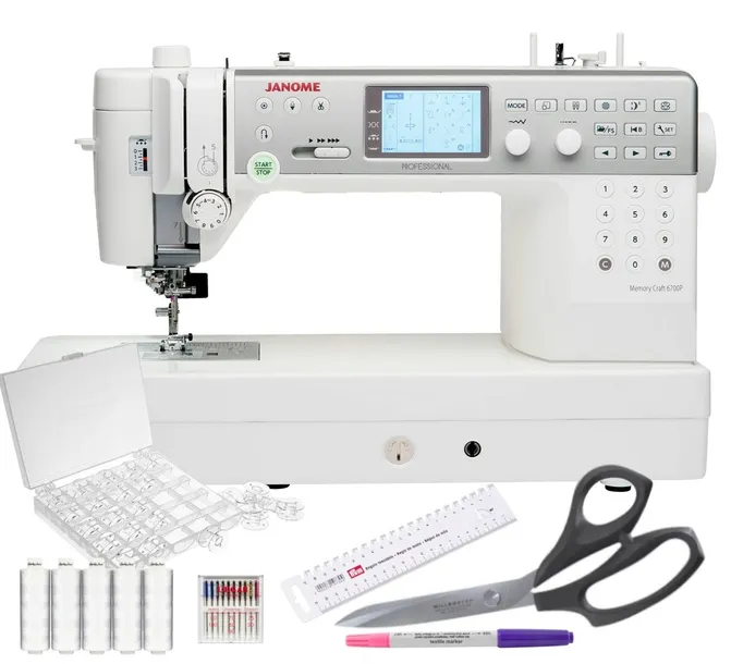Profesjonalna maszyna do szycia JANOME MC6700P XL z szerokim polem 25 cm