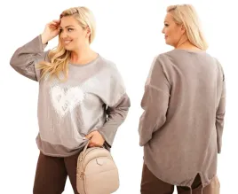 bluza-damska-plus-size-bawelniana-z-nadrukiem-serca-i-troczkami-brazowa