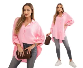 cukierkowy-roz-damska-koszula-bawelniana-muslinowa-plus-size