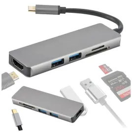 hub-usb-c-3-1-konwerter-2x-usb-3-0-hdmi-micro-sd-czytnik-kart-przejsciowka