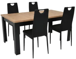 stol-rozkladany-90x160-200-dab-artisan-i-4-krzesla-ik-08-czarna-ekoskora