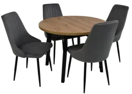 stol-okragly-100x100-130cm-4x-krzeslo-tapicerowane-welur-szary