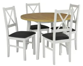 stol-okragly-100x100cm-4-krzesla-drewniane-tapicerowane-siedzisko