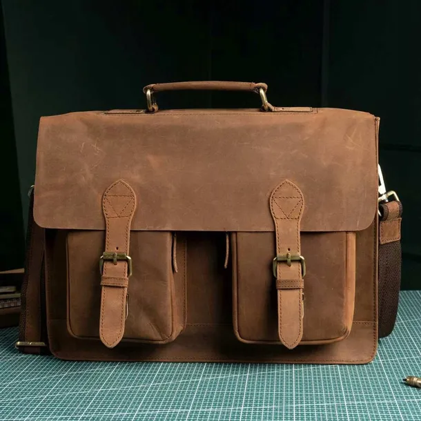 Torba do Pracy Skórzana Vintage Męska Damska z Kieszeniami Belveder BL114