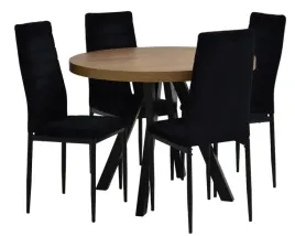 stol-okragly-90x90-190cm-dab-lefkas-i-4-krzesla-tapicerowane-welur-czarny