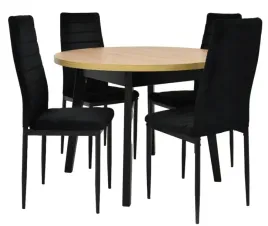 stol-rozkladany-100x100-130cm-artisan-i-4-krzesla-tapicerowane-welur-czarny