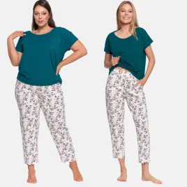 pizama-damska-dwuczesciowa-bawelniana-krotki-rekaw-nadruk-kwiaty-moraj-3xl
